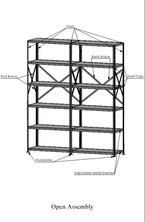 industrial metal shelving unit