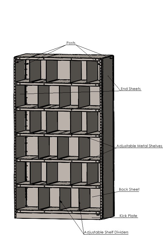 industrial metal shelving unit