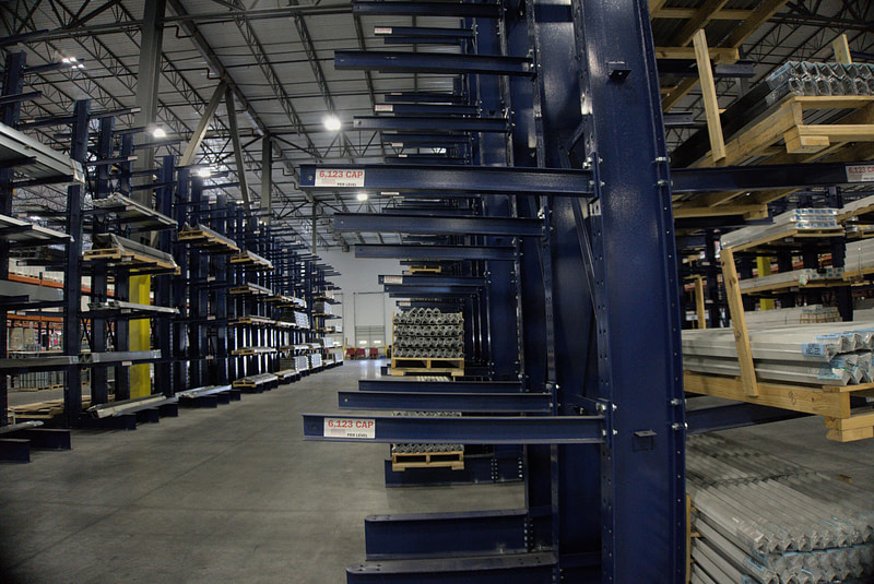 cantilever racks in warehouse